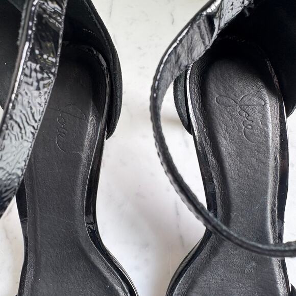Joie Leather Patent and Suede Ankle Strap Heels Black Zip Back Size 38 - Picture 7 of 9